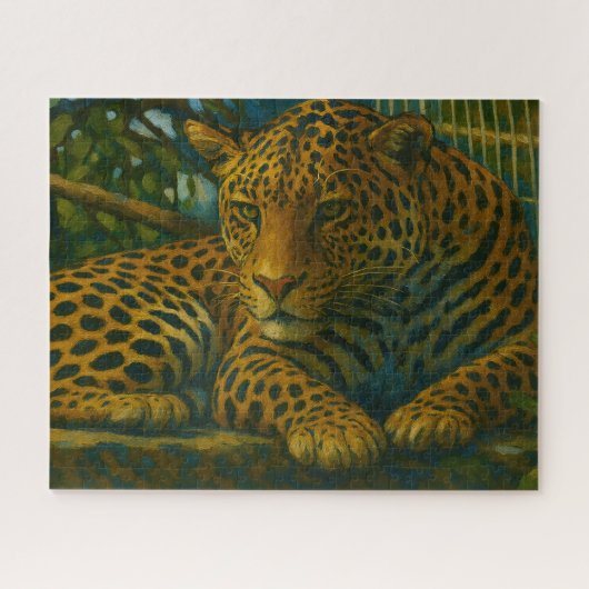 Goldene Stille - ruhender Leopard in Foliage Puzzle (Horizontal)