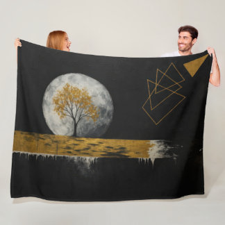 Goldene Stille unter dem Mond Fleecedecke