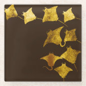 Goldene Stingrochen Glasuntersetzer (Vorderseite)