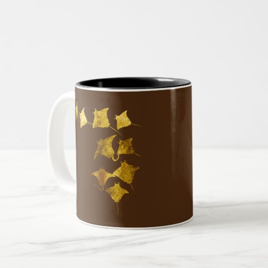 Goldene Stingrochen Zweifarbige Tasse (Vorderseite Links)