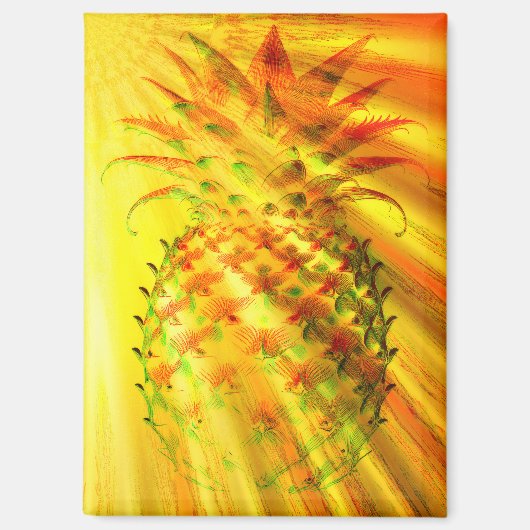 Goldene Strahlen durchdringen eine große Ananas Magnet (Vorderseite)
