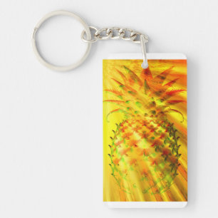 Goldene Strahlen durchdringen eine große Ananas Schlüsselanhänger