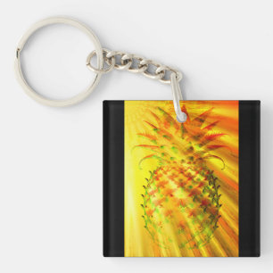 Goldene Strahlen durchdringen eine große Ananas Schlüsselanhänger