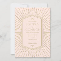 Goldene Strahlen Initialen Pink Art Deco Hochzeit
