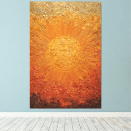 Goldene strahlende Sonne mit strukturierten Strahl Leinwanddruck