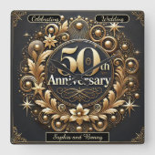 Goldene Strahlung: 50 Jahre Liebe Quadratische Wanduhr (Vorderseite)