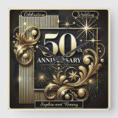 Goldene Strahlung: 50 Jahre Quadratische Wanduhr (Vorderseite)