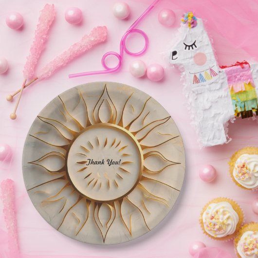 "Goldene Strahlungsleistung" Pappteller (Party)