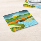 Goldene Straße Rechteckiger Pappuntersetzer (angewinkelt)