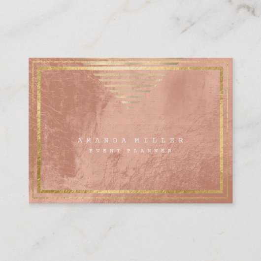 Goldene Streifen Gerahmte minimale Geometrie Rosa  Visitenkarte (Vorderseite)