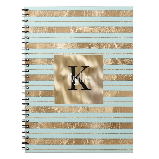 Goldene Streifen mit Monogramm Name Notizblock (Vorderseite)