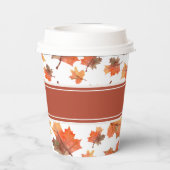 Goldene Streifen und goldene Herbstlaube - individ Pappbecher (Rückseite)