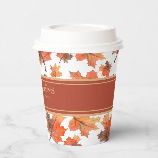 Goldene Streifen und goldene Herbstlaube individue Pappbecher (Links)