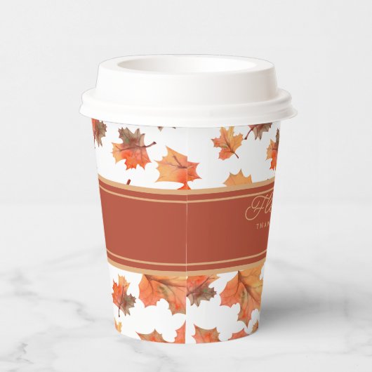 Goldene Streifen und goldene Herbstlaube individue Pappbecher (Rechts)
