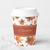 Goldene Streifen und goldene Herbstlaube individue Pappbecher (Vorderseite)