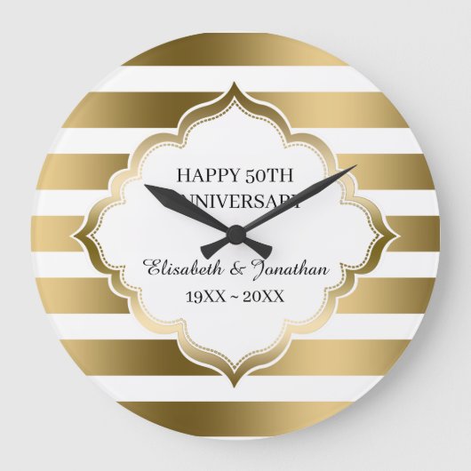 Goldene Streifen und Rahmen Große Wanduhr (Vorderseite)