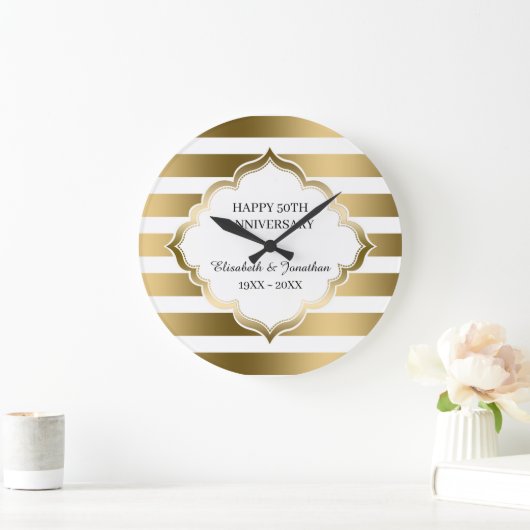 Goldene Streifen und Rahmen Große Wanduhr (Zuhause)