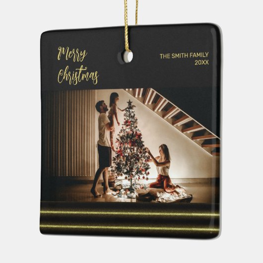 Goldene Streifen Weihnachten Keramik Keramikornament (Links)