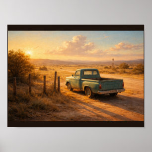 Goldene Stunde auf dem Land in Texas Poster
