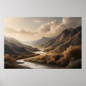 Goldene Stunde Berg Fluss Tal Landschaft Poster (Vorne)