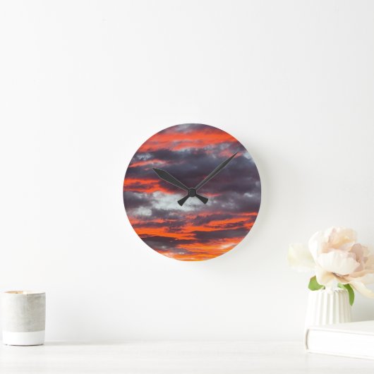 Goldene Stunde Cloudscape Elegantes Foto Runde Wanduhr (Zuhause)
