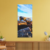 Goldene Stunde Küstenfotografie Holzposten Leinwanddruck (Insitu (Wohnzimmer))