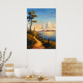 Goldene Stunde Küstenleuchtturm Landschaftsposter Poster (Küche)