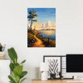 Goldene Stunde Küstenleuchtturm Landschaftsposter Poster (Heimbüro)