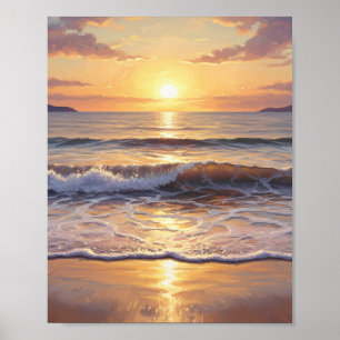 Goldene Stunde Ozean Sonnenuntergang Poster