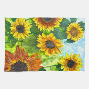 Goldene Stunde Sonnenblume Aquarell Kunst Küchenha Geschirrtuch