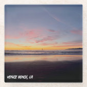 Goldene Stunde Sonnenuntergang - Venice Beach, CA Glasuntersetzer (Vorderseite)