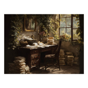 Goldene Stunde Vintage-Studienschreibtisch Poster