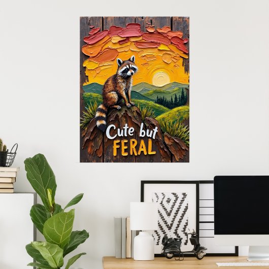 Goldene Stunde Wächter: Raccoon mit Blick auf das Poster (Heimbüro)
