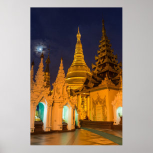 Goldene Stupa und Tempel Poster