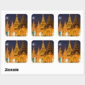 Goldene Stupa und Tempel Quadratischer Aufkleber (Blatt)
