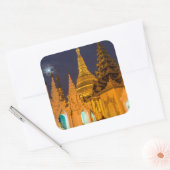 Goldene Stupa und Tempel Quadratischer Aufkleber (Umschlag)