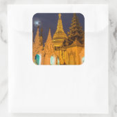 Goldene Stupa und Tempel Quadratischer Aufkleber (Tasche)