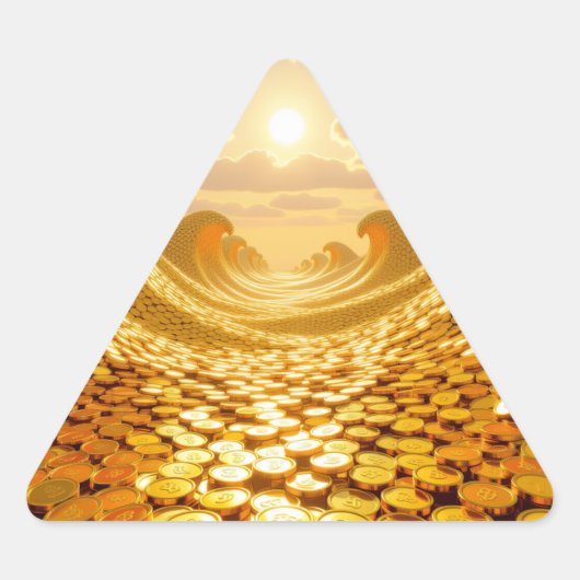 Goldene Sturmflut des Schicksals Dreieckiger Aufkleber (Vorderseite)