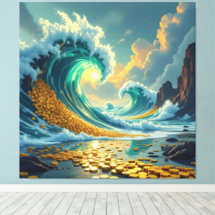 Goldene Sturmflut des Schicksals Leinwanddruck