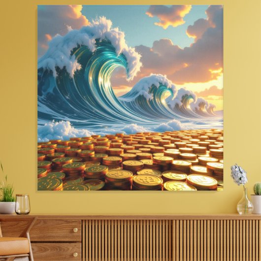 Goldene Sturmflut des Schicksals   Leinwanddruck (Insitu (Wohnzimmer))