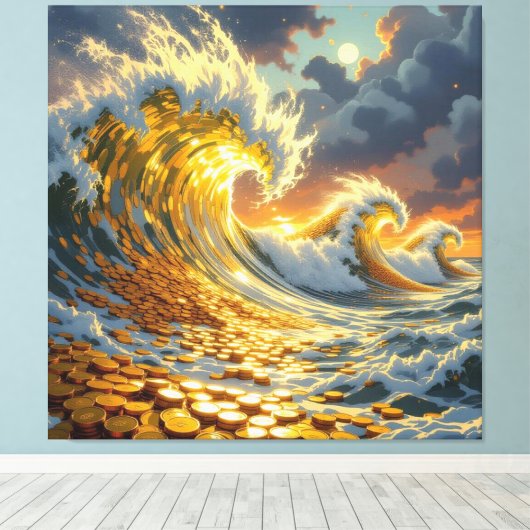 Goldene Sturmflut des Schicksals   Leinwanddruck (Insitu (Holzboden))