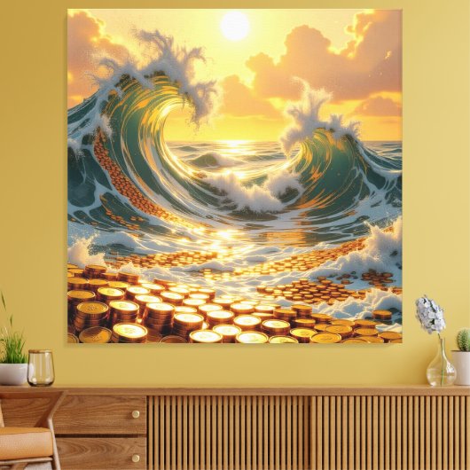 Goldene Sturmflut des Schicksals   Leinwanddruck (Insitu (Wohnzimmer))