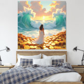 Goldene Sturmflut des Schicksals Leinwanddruck (Insitu (Schlafzimmer))