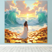 Goldene Sturmflut des Schicksals Leinwanddruck (Insitu (Holzboden))