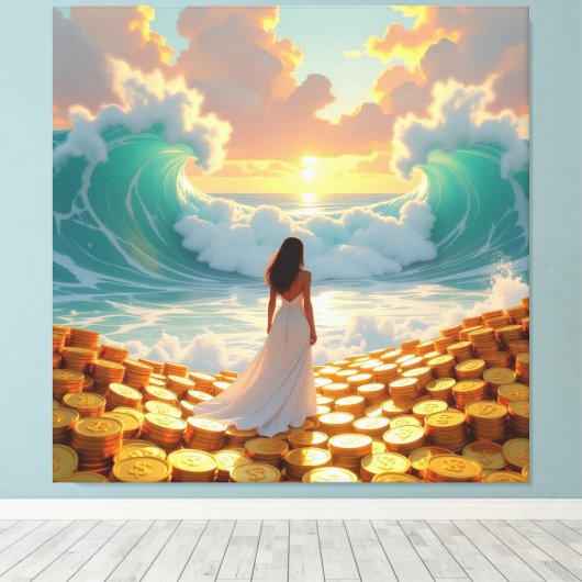 Goldene Sturmflut des Schicksals Leinwanddruck (Insitu (Holzboden))