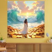 Goldene Sturmflut des Schicksals Leinwanddruck (Insitu (Wohnzimmer))