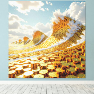 Goldene Sturmflut des Schicksals Leinwanddruck