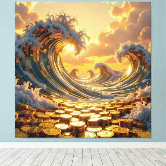 Goldene Sturmflut des Schicksals   Leinwanddruck (Insitu (Holzboden))