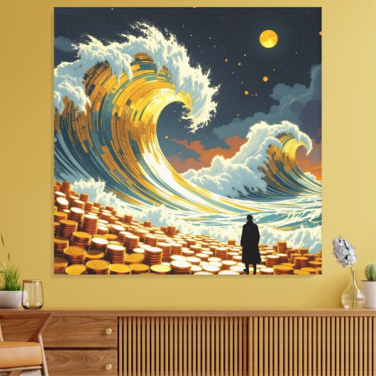 Goldene Sturmflut des Schicksals Leinwanddruck (Insitu (Wohnzimmer))