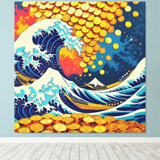 Goldene Sturmflut des Schicksals   Leinwanddruck (Insitu (Holzboden))